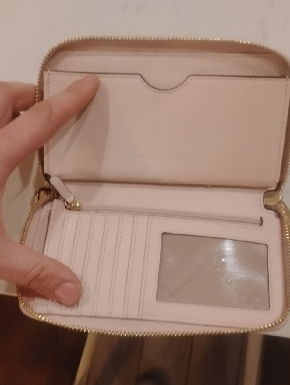 Michael Kors Signature Zip Wallet - Light Blush Pink with Gold Hardware - Picture 4 of 9